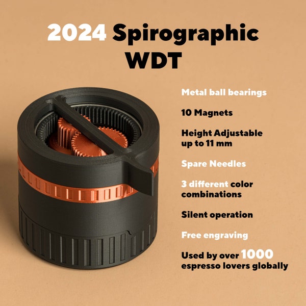 2024 WDT Spirograph Planetary Spinning Gear Spirograph Espresso-apparaat met metalen kogellagers, magneten en tot 11 mm in hoogte verstelbaar