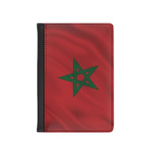 Étuis de passeport en cuir personnalisable, Étui de passeport drapeau marocain, Portefeuille de voyage, Étui de passeport personnalisé, Cadeau de voyage, Accessoire de voyage