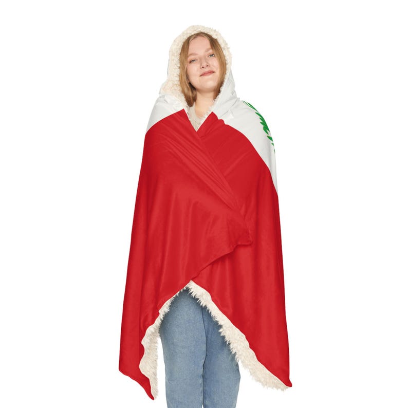 ペルー国旗フード付きブランケット、シェルパフード付きブランケット、フリースフード付きブランケット、カスタムブランケットギフト、ブランケットパーカー、ユニセックスブランケット 画像 5