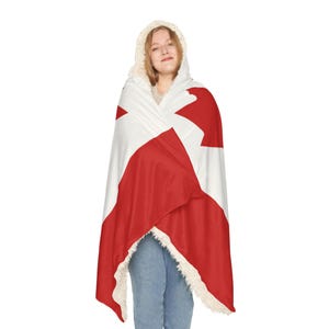 Canadian Flag Snuggle Blanket Hoodie, Sherpa Hooded Blanket, Fleece Hooded Blanket, Unisex Blanket Hoodie, Custom Blanket Gift image 5