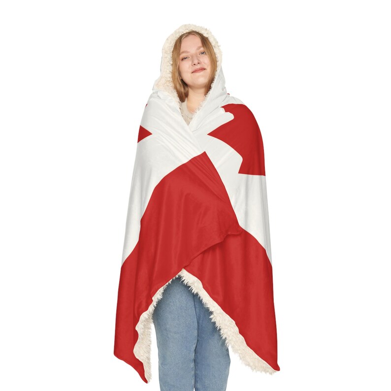 Canadian Flag Snuggle Blanket Hoodie, Sherpa Hooded Blanket, Fleece Hooded Blanket, Unisex Blanket Hoodie, Custom Blanket Gift image 5