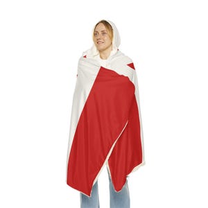 Canadian Flag Snuggle Blanket Hoodie, Sherpa Hooded Blanket, Fleece Hooded Blanket, Unisex Blanket Hoodie, Custom Blanket Gift image 3