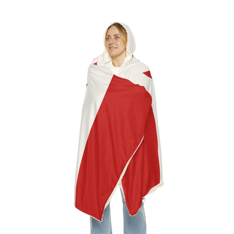 Canadian Flag Snuggle Blanket Hoodie, Sherpa Hooded Blanket, Fleece Hooded Blanket, Unisex Blanket Hoodie, Custom Blanket Gift image 3