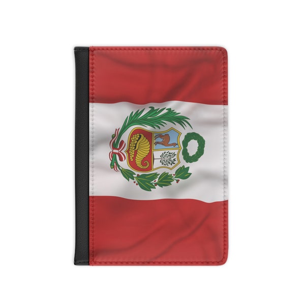 Peru Flag Leather Passport Cover Wallet