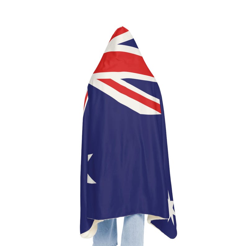 Australian Flag Snuggle Blanket Hoodie, Sherpa Hooded Blanket, Fleece Hooded Blanket, Unisex Blanket Hoodie, Custom Blanket Gift image 4