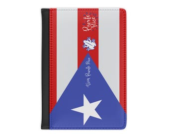 Personalizable Leather Passport Cover, Puerto Rican Flag Passport Cover, Travel Wallet, Custom Passport Holder, Travel Gift