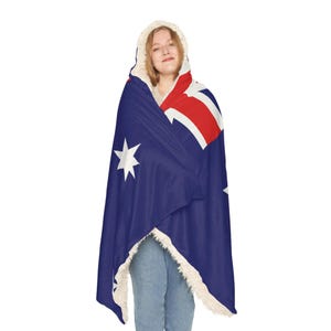 Australian Flag Snuggle Blanket Hoodie, Sherpa Hooded Blanket, Fleece Hooded Blanket, Unisex Blanket Hoodie, Custom Blanket Gift image 5
