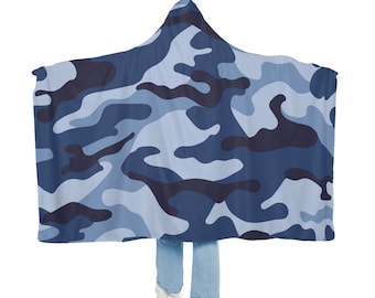 Camo Hooded Snuggle Blanket, Sherpa Hooded Blanket, Fleece Hooded Blanket, Custom Blanket Gift, Unisex Snuggle Blanket, Blanket For Him Her