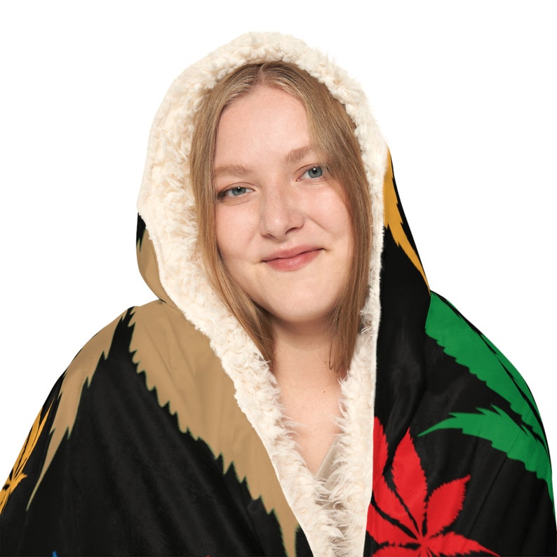 Black Weed Blanket, Sherpa Hooded Blanket, Fleece Hooded Blanket, Snuggle Hooded Blanket, Blanket Gift, Ultra Soft Blanket, Cozy Warm image 7