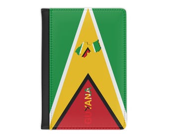 Personalizable Leather Passport Cover, Guyanese Flag Passport Cover, Travel Wallet, Custom Passport Holder, Travel Gift, Travel Accessories