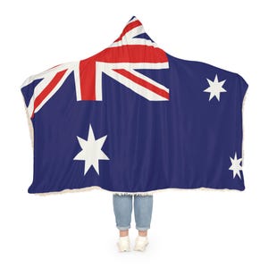 Australian Flag Snuggle Blanket Hoodie, Sherpa Hooded Blanket, Fleece Hooded Blanket, Unisex Blanket Hoodie, Custom Blanket Gift image 2