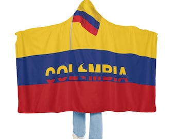 Colombian Flag Snuggle Blanket Hoodie, Sherpa Hooded Blanket, Fleece Hooded Blanket, Unisex Snuggle Blanket, Custom Blanket Gift