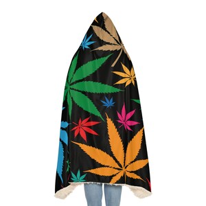 Black Weed Blanket, Sherpa Hooded Blanket, Fleece Hooded Blanket, Snuggle Hooded Blanket, Blanket Gift, Ultra Soft Blanket, Cozy Warm image 6