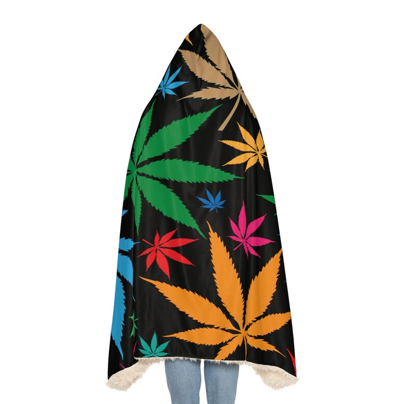 Black Weed Blanket, Sherpa Hooded Blanket, Fleece Hooded Blanket, Snuggle Hooded Blanket, Blanket Gift, Ultra Soft Blanket, Cozy Warm image 6