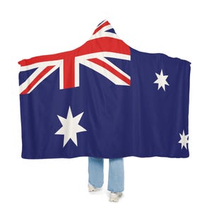 Australian Flag Snuggle Blanket Hoodie, Sherpa Hooded Blanket, Fleece Hooded Blanket, Unisex Blanket Hoodie, Custom Blanket Gift image 1
