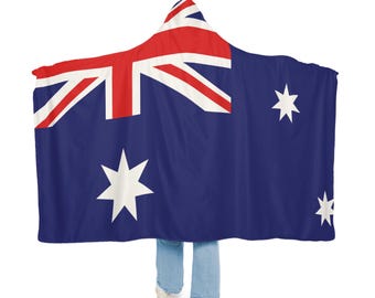 Australian Flag Snuggle Blanket Hoodie, Sherpa Hooded Blanket, Fleece Hooded Blanket, Unisex Blanket Hoodie, Custom Blanket Gift