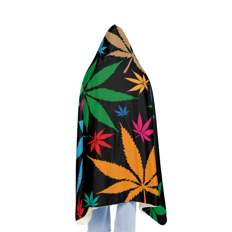 Black Weed Blanket, Sherpa Hooded Blanket, Fleece Hooded Blanket, Snuggle Hooded Blanket, Blanket Gift, Ultra Soft Blanket, Cozy Warm image 4