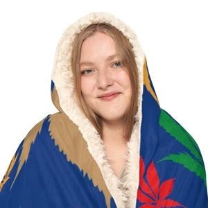 Couverture bleue contre les mauvaises herbes, couverture en sherpa à capuche, couverture en polaire à capuche, couverture douillette à capuche unisexe, cadeau couverture personnalisée, couverture personnalisée image 7