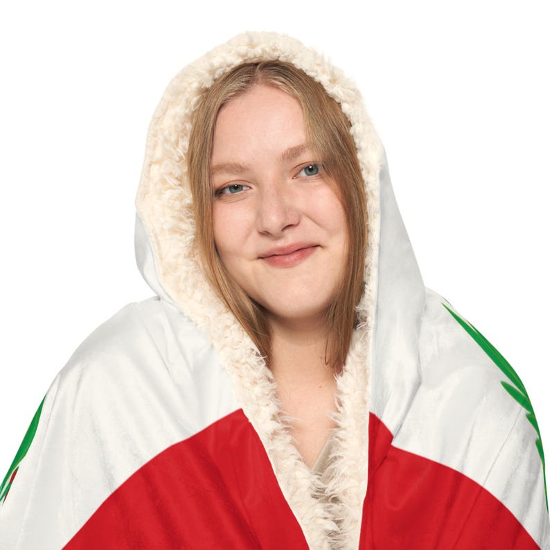 ペルー国旗フード付きブランケット、シェルパフード付きブランケット、フリースフード付きブランケット、カスタムブランケットギフト、ブランケットパーカー、ユニセックスブランケット 画像 7