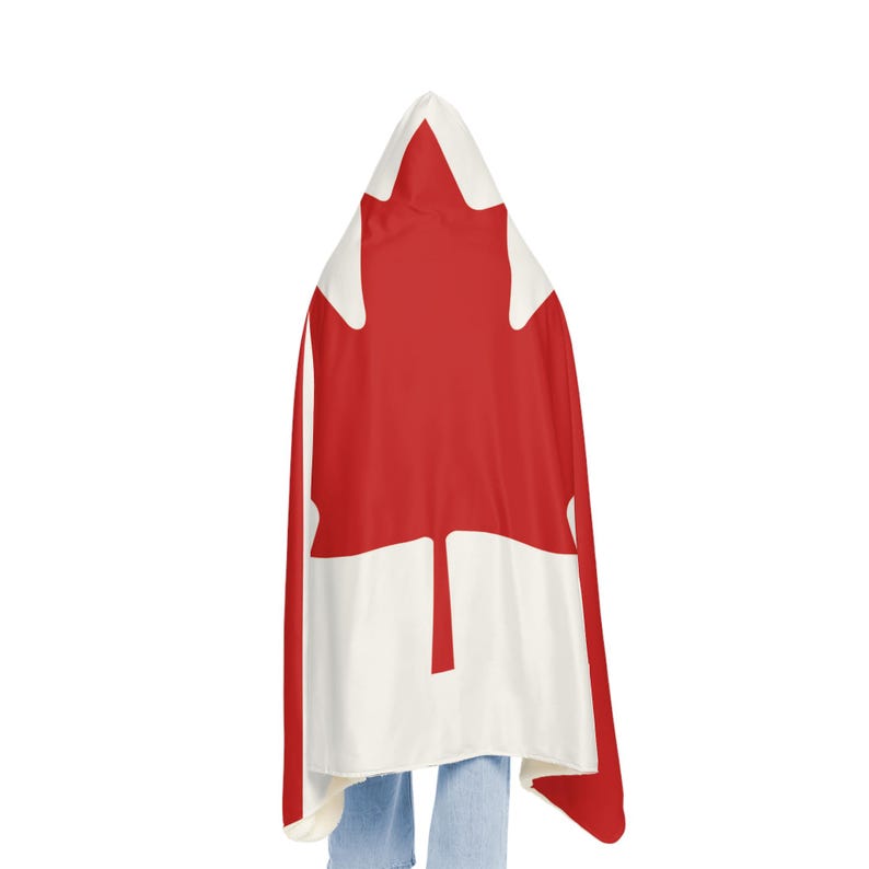 Canadian Flag Snuggle Blanket Hoodie, Sherpa Hooded Blanket, Fleece Hooded Blanket, Unisex Blanket Hoodie, Custom Blanket Gift image 4