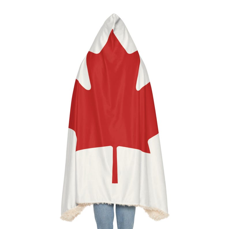 Canadian Flag Snuggle Blanket Hoodie, Sherpa Hooded Blanket, Fleece Hooded Blanket, Unisex Blanket Hoodie, Custom Blanket Gift image 6