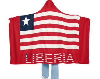 Liberian Flag Snuggle Blanket Hoodie, Sherpa Hooded Blanket, Fleece Hooded Blanket, Unisex Snuggle Blanket, Custom Blanket Gift