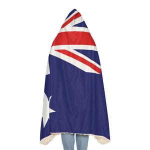Australian Flag Snuggle Blanket Hoodie, Sherpa Hooded Blanket, Fleece Hooded Blanket, Unisex Blanket Hoodie, Custom Blanket Gift image 6