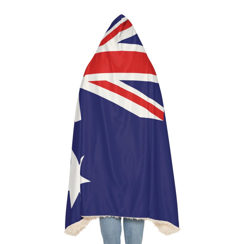 Australian Flag Snuggle Blanket Hoodie, Sherpa Hooded Blanket, Fleece Hooded Blanket, Unisex Blanket Hoodie, Custom Blanket Gift image 6
