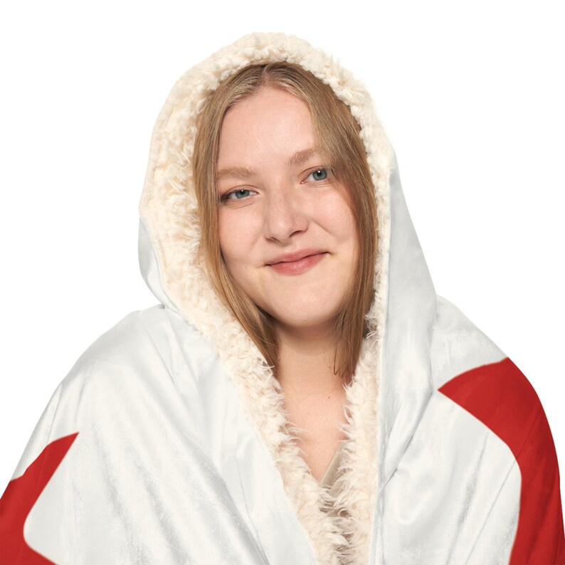 Canadian Flag Snuggle Blanket Hoodie, Sherpa Hooded Blanket, Fleece Hooded Blanket, Unisex Blanket Hoodie, Custom Blanket Gift image 7