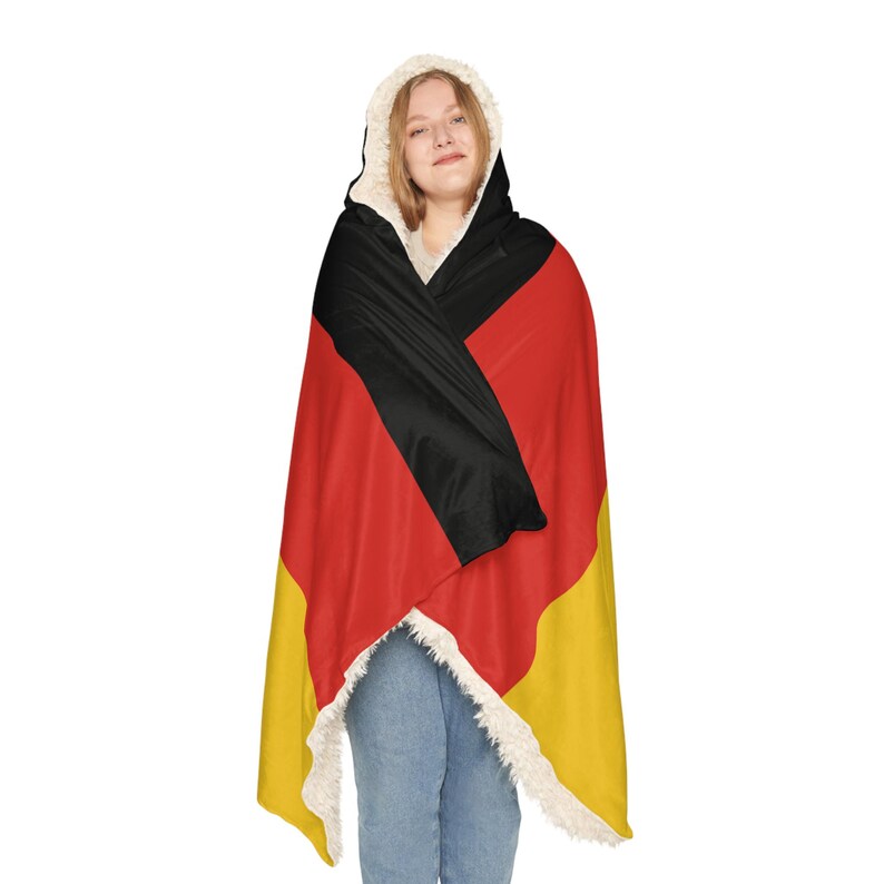 Cobertor com capuz e bandeira alemã, cobertor com capuz Sherpa, cobertor com capuz de lã, presente de cobertor de viagem personalizado imagem 5
