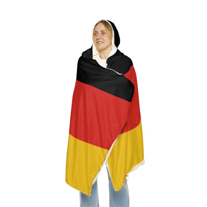 Cobertor com capuz e bandeira alemã, cobertor com capuz Sherpa, cobertor com capuz de lã, presente de cobertor de viagem personalizado imagem 3