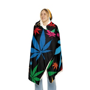 Black Weed Blanket, Sherpa Hooded Blanket, Fleece Hooded Blanket, Snuggle Hooded Blanket, Blanket Gift, Ultra Soft Blanket, Cozy Warm image 3
