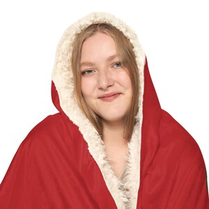 Moroccan Flag Snuggle Blanket Hoodie, Sherpa Hooded Blanket, Fleece Hooded Blanket, Custom Blanket Gift, Travel Blanket image 7