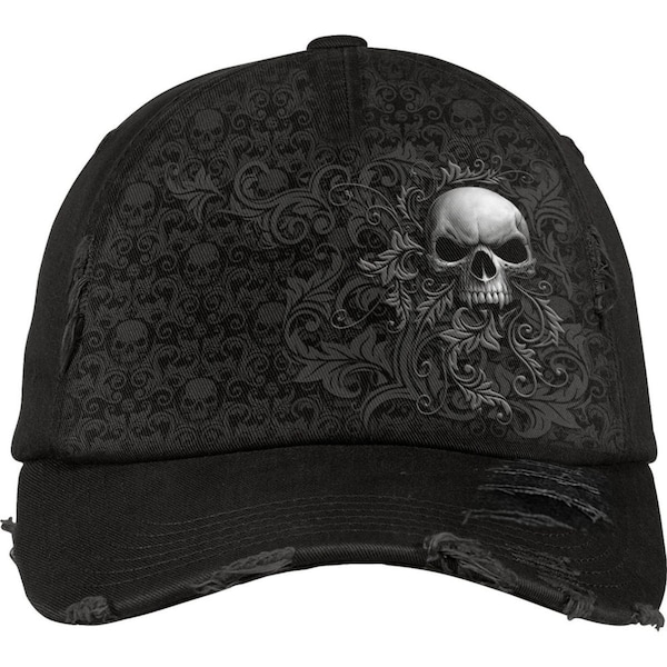 Casquettes de baseball SKULL SCROLL effet vieilli avec fermoir en métal