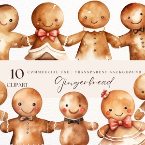 Watercolor Christmas Gingerbread Clipart | Digital Download | Transparent Png | Gingerbread Man Clipart | Winter Clipart | Christmas Png