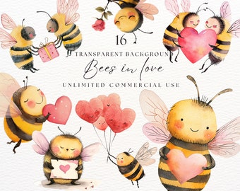 Bees Clipart, Bumble Bee Png, Happy Valentine'S Day, Valentine Clip Art, Valentine Day Clipart, Commercial Use, Honey Bees Clipart