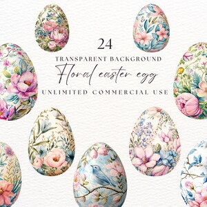 Aquarell Ostern Clipart | Digitaler Download | Osterei Png | Boho Ostern | Clip-Kunst Erste Blumen | Digitale Png Clipart | Blumen-Ei
