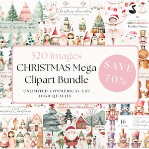 Lindos personajes navideños / Clipart navideño escandinavo / Paquete de clipart navideño en acuarela / Clipart de muñecos de nieve / Árbol de Navidad Png