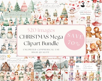 Cute Christmas Characters | Scandinavian Christmas Clipart | Watercolor Christmas Clipart Bundle | Snowmen Clipart | Christmas Tree Png