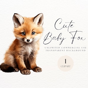 Bébé Renard Png | Animaux des bois | Artisanat en papier | PNG transparents | Graphiques png | Renard Clipart | Embellissements de scrapbooking Utilisation commerciale