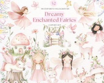 Enchanting Spring Fairy Graphics, Cute Fairy House PNG, Spring Clipart for Nursery Art, Fantasy Fairyland Designs, Commercial Use