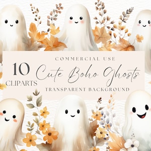 Cute Halloween Clipart | Halloween Cute Boho Ghosts | Pastel Halloween Clipart | Flower Ghost | Ghost Watercolor Clipart | Spooky Season