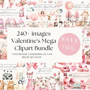 Paquete de imágenes prediseñadas de San Valentín dulce, imágenes prediseñadas de animales del bosque, llama de San Valentín, gnomo de San Valentín png, imágenes prediseñadas de dulces, imágenes prediseñadas románticas, amor de San Valentín
