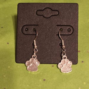 Silver Paw Print Earrings