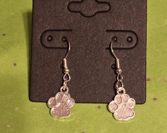Silver Paw Print Earrings