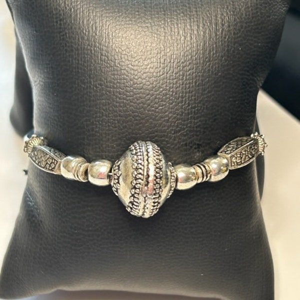 Sterling and Tibetan Silver Bali Bracelet