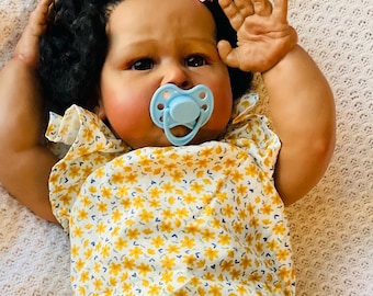 Realistic Reborn Baby Doll: 19" Soft Cloth Body, Black Afro Hair
