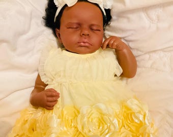 3.5lbs! Realistic Reborn Baby Doll: 19-Inch Soft Cloth Body, Black Afro Hair, Starter Kit