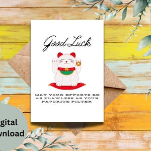 Tarjeta de felicitación de buena suerte, tarjeta de felicitación digital de buena suerte, buena suerte, tarjeta de buena suerte imprimible, tarjeta de buena suerte para compañeros de trabajo, tarjeta universal