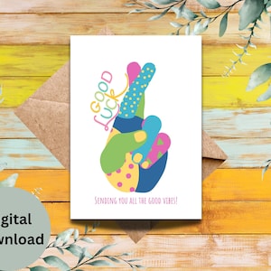 Good Luck Printable Greeting Card, Good Luck Digital Greeting Card, Good Luck, Pretty Greeting Card, Blank Greeting Card, Simple Card